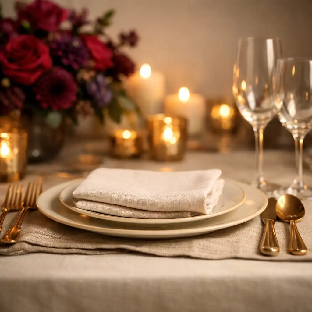 Warm natural tablescape prepared for guests