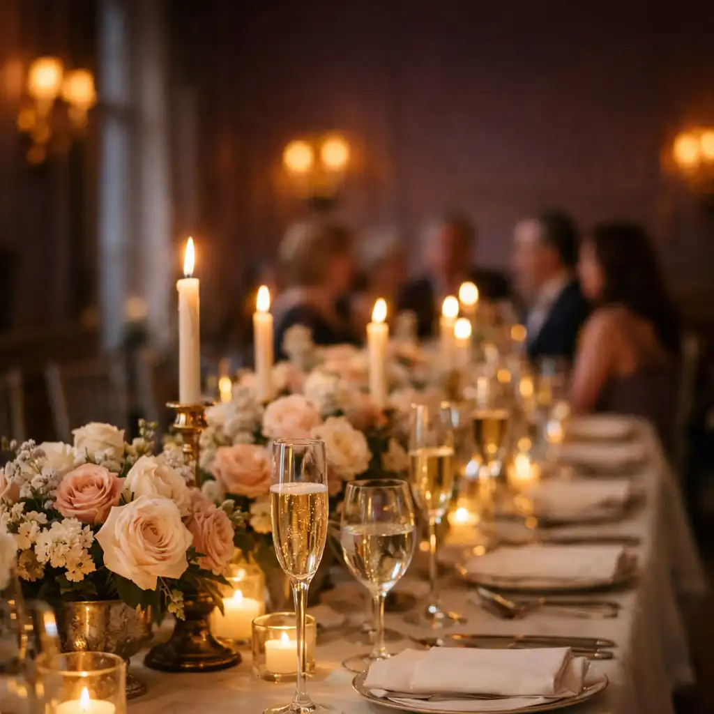Private celebration connected to an evening garden